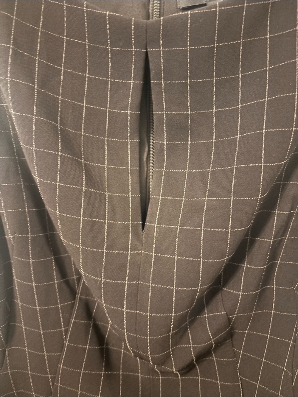 Theory Black Windowpane Keyhole Fit-&-Flare Mini Dress